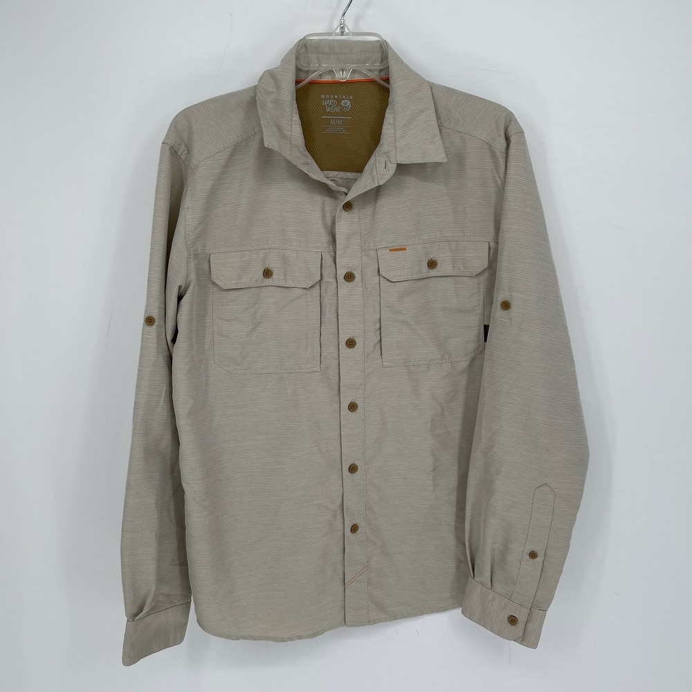 Mountain Hardwear Men's Beige Canyon Long Sleeve Utility Button Up Shirt Size M